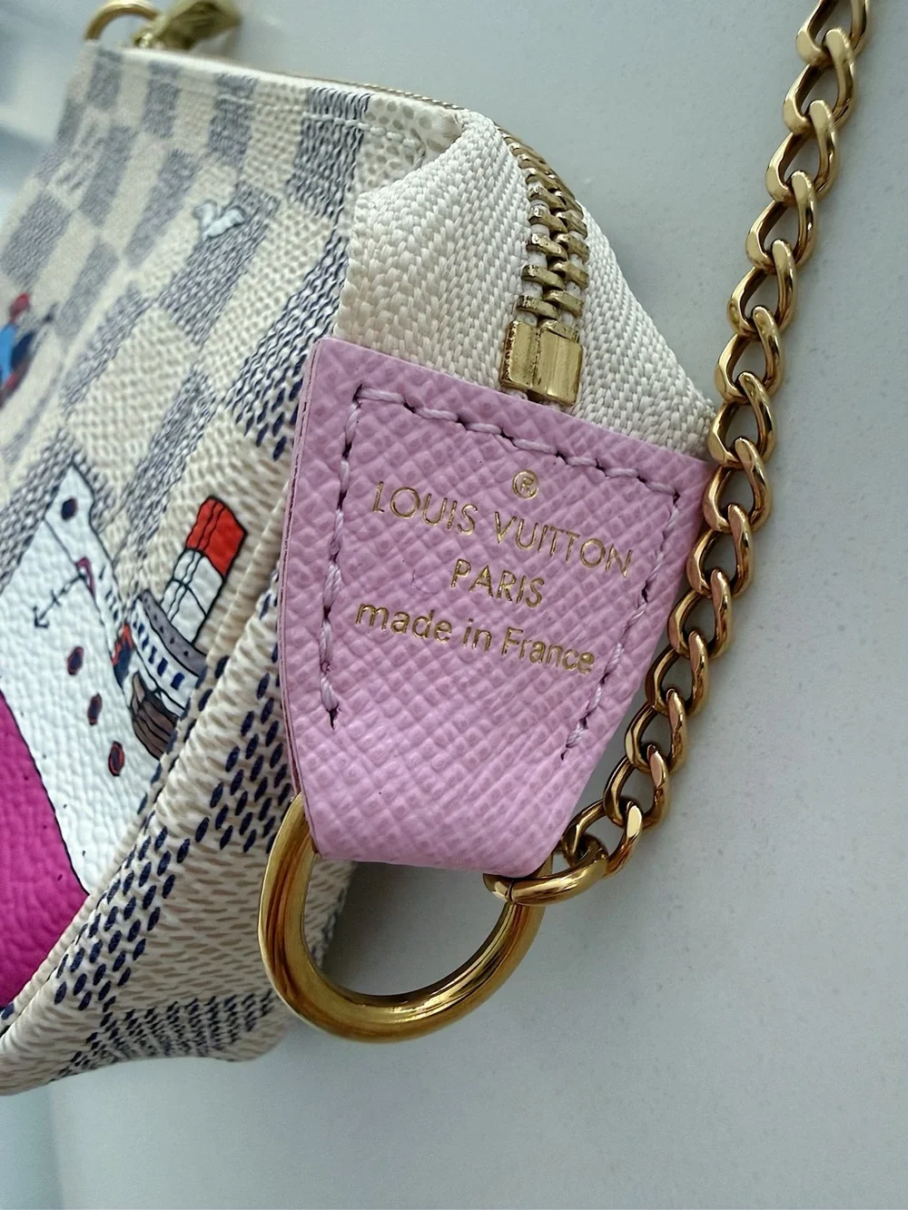 LOUIS VUITTON Damier Azur 2016 Christmas Animation Mini Pochette Accessories